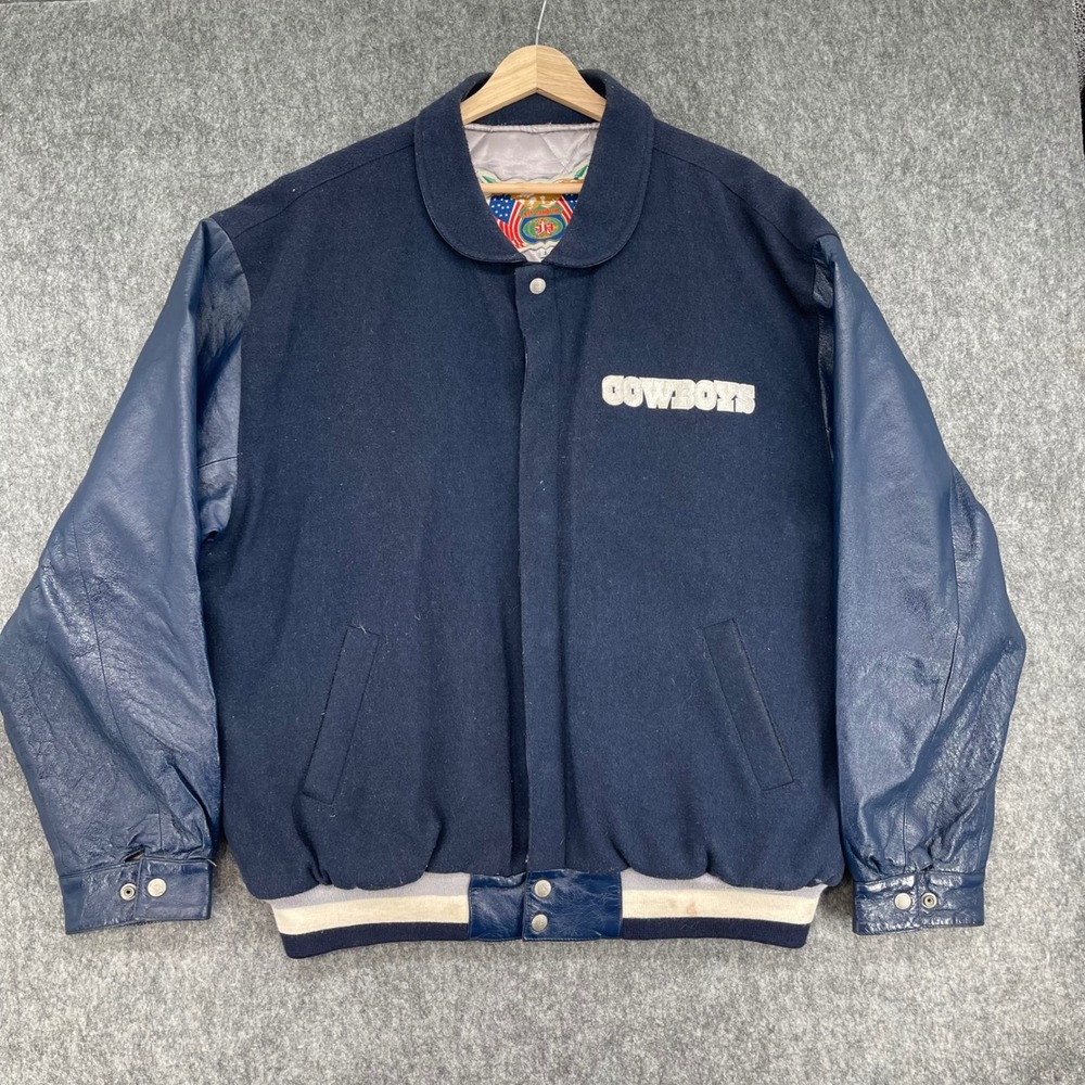 Vintage Dallas Cowboys Varsity Jacket Mens Large Navy Blue Wool Jeff Hamilton